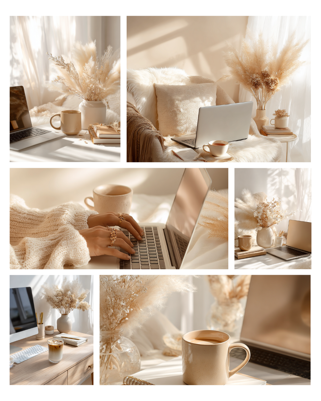 Pack photos feminine cozy workspace